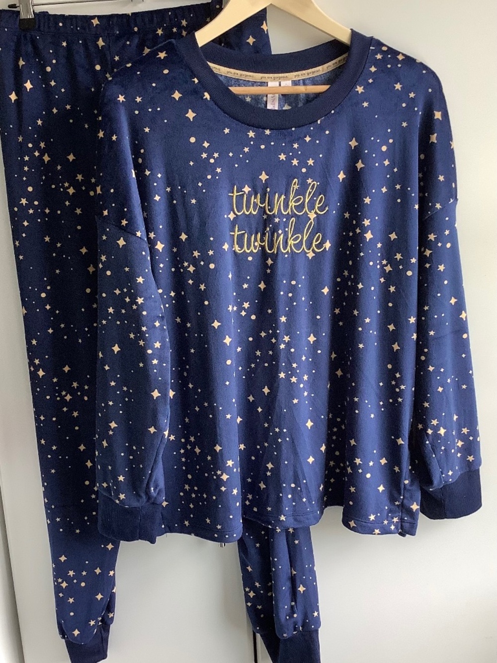 Joyspun Twinkle Twinkle Star Print Pajama Set XL 16-18 NWOT